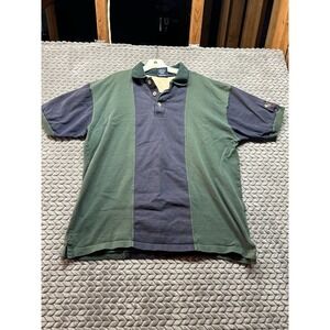 Vintage J&M Blue Green Polo Shirt XL USA Made Colorblock Puget Sound Embroidered